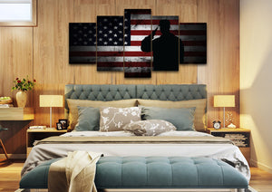 Salute with American Flag 5 panel mock up wall canvas1