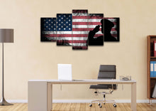 Load image into Gallery viewer, Rustic American Flag and US Military Officer Wall Art Canvas Painting Decor office