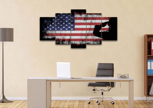US Army Marine Saluting the American Flag Patriotic Military Wall Art Canvas 