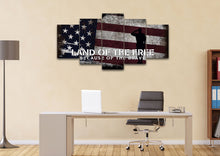 Load image into Gallery viewer, Land of the Free Because of the Brave American Flag Wall Art office Canvas