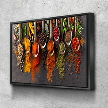 Load image into Gallery viewer, Kitchen Wall Art | Kitchen Canvas Wall Art | Kitchen Prints | Kitchen Artwork | Spoon Spices Grey Background