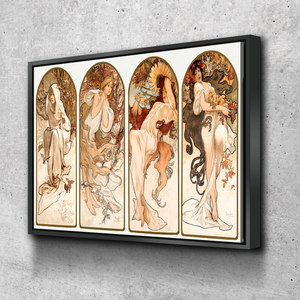 The Seasons, 1897 by Alphonse Munch Vintage Museum Art Nouveau Art Print Poster Canvas Wall Art