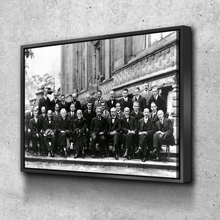 Load image into Gallery viewer, Solvay Conference 1927 Poster, Einstein, Curie, Schrödinger, Heisenberg, Bohr, Planck, Vintage Physics Poster Science Photo Print