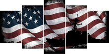 Load image into Gallery viewer, USS Arleigh Burke Navy Destroyer Battle Ship on American Flag Wall Art Canvas