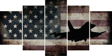 Load image into Gallery viewer, US Airforce Fighter Jet Airplane with American Flag Canvas Wall Art Painting
