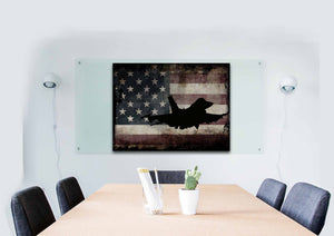US Airforce Fighter Jet Airplane with American Flag Canvas Wall Art Painting office