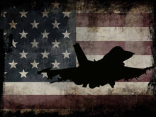 Load image into Gallery viewer, US Airforce Fighter Jet Airplane with American Flag Canvas Wall Art Painting Decor