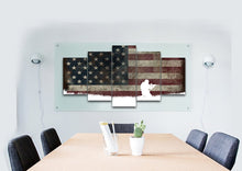 Load image into Gallery viewer, Soldier in Kneeling Position with American Flag Multi Panel Canvas Wall Art Painting Decor