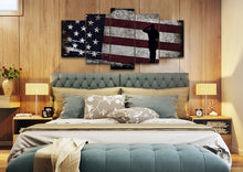 Load image into Gallery viewer, Soldier Saluting the American Flag Multi Panel Canvas Wall Art Painting Decor