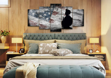 Load image into Gallery viewer, Respect to Our American Flag Multi Panel Canvas Wall Art Painting Decor