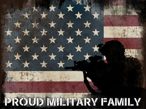 Proud Military Family with American Flag Patriotic Wall Art Canvas