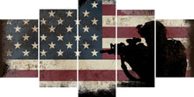 Load image into Gallery viewer, Soldier Ready to Protect the American Flag Multi Panel Canvas Wall Art Painting Decor