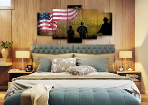 Army of Brothers with American Flag Multi Panel Canvas Wall Art Painting Decor