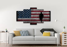 Load image into Gallery viewer, Walking Soldier with Rustic American Flag Wall Art 5 panel living room Canvas