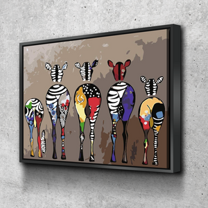 Zebra Abstract Colorful - Canvas Wall Art Framed Print - Various Sizes