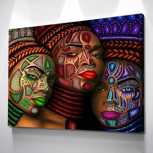 African Wall Art | Abstract African art | Canvas Wall Art | Three African Women Abstract
