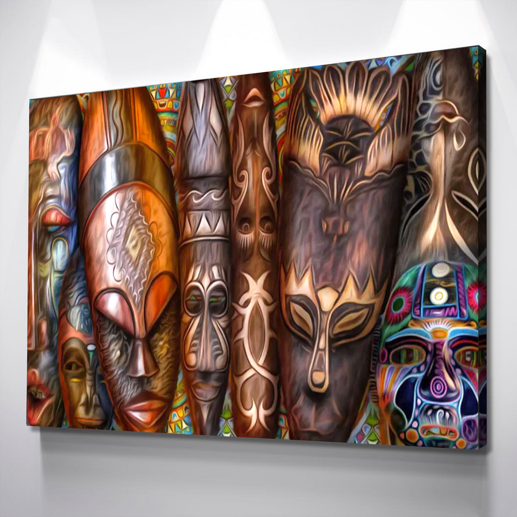 African Wall Art | African Canvas Art | Canvas Wall Art | African Traditional Masks Canvas Art