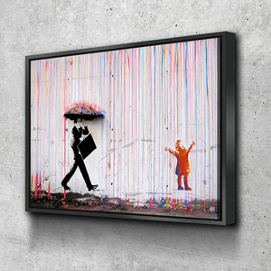 Banksy Prints | Banksy Canvas Art | Banksy Prints for Sale | Banksy Colored Rain Reproduction