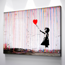 Load image into Gallery viewer, Banksy Prints | Banksy Canvas Art | Banksy Prints for Sale | Banksy Colored Rain Balloon Girl Reproduction
