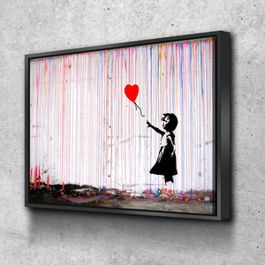 Banksy Prints | Banksy Canvas Art | Banksy Prints for Sale | Banksy Colored Rain Balloon Girl Reproduction