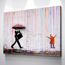 Load image into Gallery viewer, Banksy Prints | Banksy Canvas Art | Banksy Prints for Sale | Banksy Colored Rain Reproduction