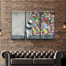 Load image into Gallery viewer, Banksy Prints | Banksy Canvas Art | Banksy Prints for Sale | Graffiti Canvas Art | Behind the Curtain Reproduction