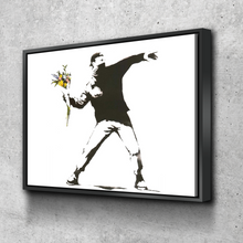 Load image into Gallery viewer, Banksy Prints | Banksy Canvas Art | Banksy Prints for Sale | Graffiti Canvas Art | Flower Thrower Reproduction
