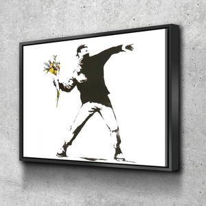 Banksy Prints | Banksy Canvas Art | Banksy Prints for Sale | Graffiti Canvas Art | Flower Thrower Reproduction