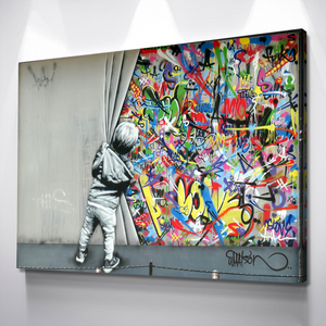 Banksy Prints | Banksy Canvas Art | Banksy Prints for Sale | Graffiti Canvas Art | Behind the Curtain Reproduction
