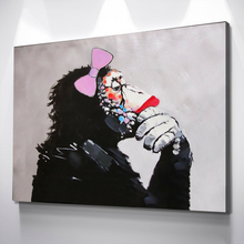 Load image into Gallery viewer, Banksy Prints | Banksy Canvas Art | Banksy Prints for Sale | Graffiti Canvas Art | Monkey Girl Thinking Gorilla Reproduction