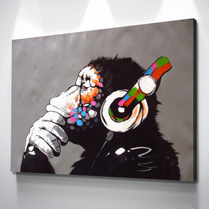 Banksy Prints | Banksy Canvas Art | Banksy Prints for Sale | Graffiti Canvas Art | DJ Monkey Reproduction