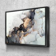 Load image into Gallery viewer, Living Room Wall Art | Living Room Wall Decor | Bedroom Wall Art | Bedroom Wall Decor | Abstract Black and Gold Marble Canvas Wall Art |