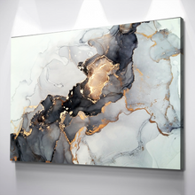 Load image into Gallery viewer, Living Room Wall Art | Living Room Wall Decor | Bedroom Wall Art | Bedroom Wall Decor | Abstract Black and Gold Marble Canvas Wall Art |