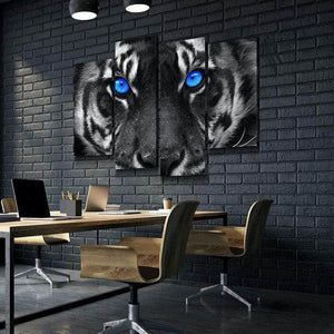Tiger Wall Art | Tiger Canvas Art | Blue Eyed Tiger Canvas Wall Art Set