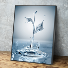 Load image into Gallery viewer, Blue Leaf Splash Portrait Bathroom Wall Art | Bathroom Wall Decor | Bathroom Canvas Art Prints | Canvas Wall Art
