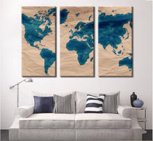 Load image into Gallery viewer, Blue World Map Wall Art, world map push pin Large watercolor wall art world map poster wall dorm decor art print, Living room and office decor