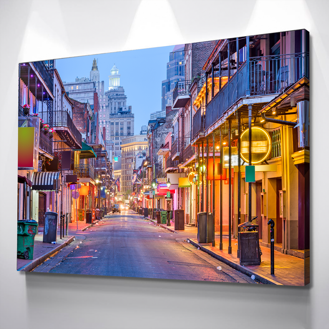 Bourbon Street at Night New Orleans Canvas Wall Art | Famous Places Art Living Room Wall Art