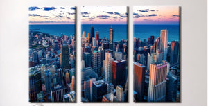 Chicago Skyline on Canvas, Large Wall Art, Chicago Print, Chicago art, Chicago Photo, Chicago Canvas, Panoramic, Chicago Sunset Poster
