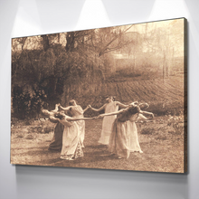 Load image into Gallery viewer, Circle Of Witches Vintage Women Dancing Canvas Wall Art | Halloween Sign | Halloween Decoration |  Spooky Funny Halloween Sign | Halloween Decor Canvas
