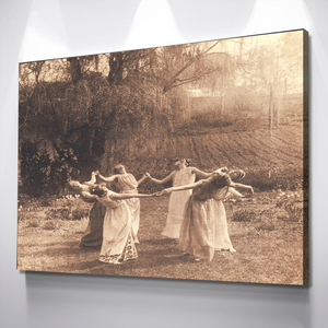 Circle Of Witches Vintage Women Dancing Canvas Wall Art | Halloween Sign | Halloween Decoration |  Spooky Funny Halloween Sign | Halloween Decor Canvas