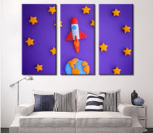 Load image into Gallery viewer, Kids Wall Decor | Kids Wall Art | Clay Rocket Launch