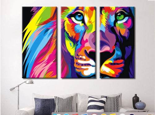 Abstract Colorful Lion Canvas Wall Art Set