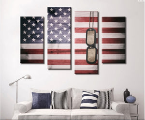 American Flag with Dog Tags - Army Rangers- Military Art- Patriotic Wall Art- Navy Seals- Army Wall Decor- US Marines- Home Canvas