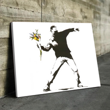 Load image into Gallery viewer, Banksy Prints | Banksy Canvas Art | Banksy Prints for Sale | Graffiti Canvas Art | Flower Thrower Reproduction
