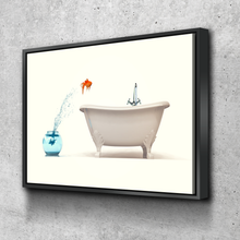 Load image into Gallery viewer, Goldfish Bathtub Landscape Bathroom Wall Art | Bathroom Wall Decor | Bathroom Canvas Art Prints | Canvas Wall Art