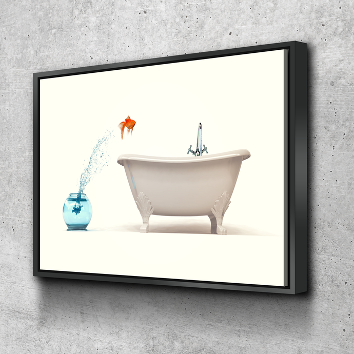 Goldfish Bathtub Landscape Bathroom Wall Art | Bathroom Wall Decor | Bathroom Canvas Art Prints | Canvas Wall Art