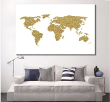 Load image into Gallery viewer, Gold World Map Wall Art, world map push pin Large watercolor wall art world map poster wall dorm decor art print, Living room and office decor