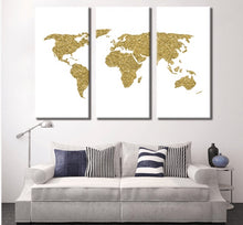 Load image into Gallery viewer, Gold World Map Wall Art, world map push pin Large watercolor wall art world map poster wall dorm decor art print, Living room and office decor
