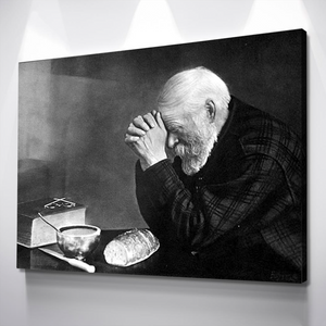 Eric Enstrom "Grace" 1918 Reproduction Digital Print In Black and White Man Praying Over Bread Art Print Portrait Vintage Poster Canvas Wall Art Décor Gift