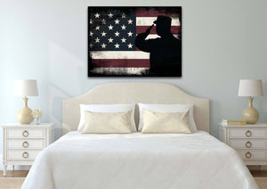The Salute #2 - Army Rangers- Military Art- Rustic American Flag- Patriotic Wall Art- Navy Seals- Army Wall Decor- US Marines